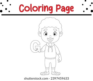 Cute boy coloring book page for children