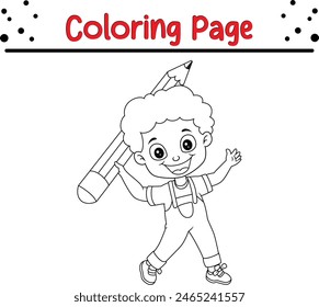 cute boy coloring page. cute coloring book for kids