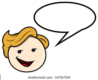 Cute Boy Communication - Vector Cartoon Illustration