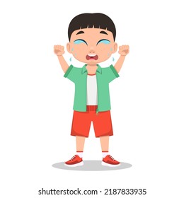 Cute boy is crying. Vector illustration