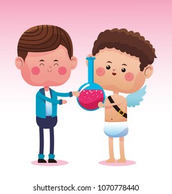 Cute boy with cupid