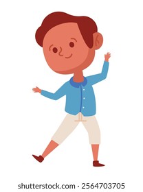 cute boy dancing music isolated