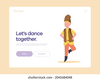 Cute boy dancing traditional dance. Vector illustration for web design and mobile application.