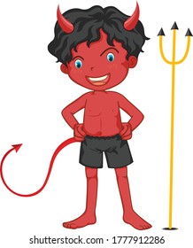 Cute Boy Devil cartoon vector art and illustration