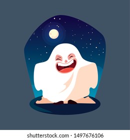 cute boy disguised of ghost
