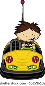 Cute Boy in Dodgem Bumper Car