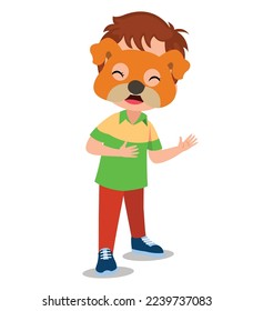 cute boy with dog mask