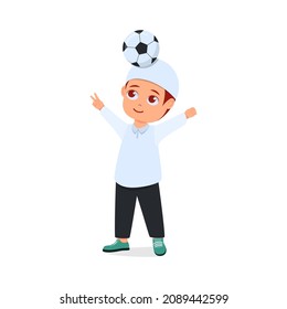 Cute boy doing freestyle soccer