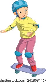 Cute boy doing skating illustration