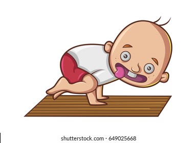 Cute Boy doing Yoga. vector illustration. Isolated on white background.