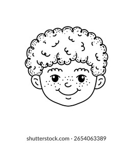Menino bonito em estilo doodle no fundo branco.