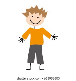 cute boy drawing icon