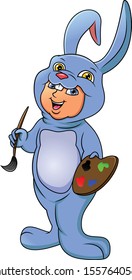 Cute boy dressed in costume rabbit