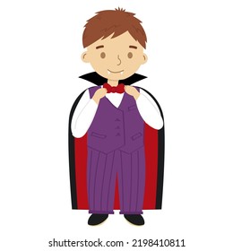 Cute boy dressed in a vampire costume.