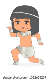 Cute boy in Egyptian Pharaoh costume,vector illustration in white background.