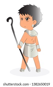 Cute boy in Egyptian Pharaoh costume,vector illustration in white background.
