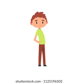 Cute boy, elementary school student cartoon vector Illustration on a white background