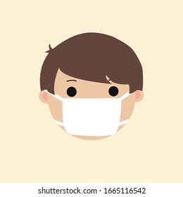 Cute Boy Emoticon Wearing Protection Mask
