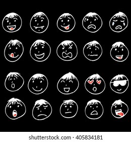 Cute Boy Emotion Faces Vector Illustration