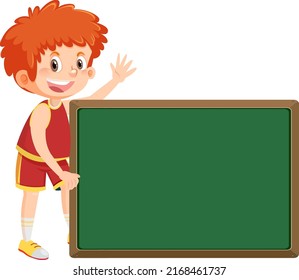 Cute-Junge mit leerer Tafel, einzelne Illustration