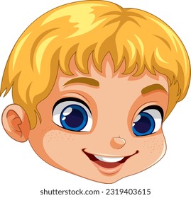 Cute Boy Face with Blonde Hair Vector illustration