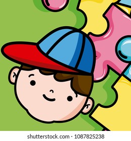 Cute boy face cartoon