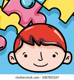 Cute boy face cartoon