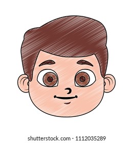 Cute boy face cartoon scribble