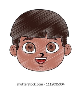 Cute boy face cartoon scribble