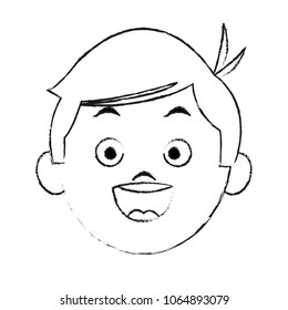 Cute boy face cartoon sketch
