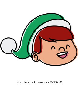 Cute boy face christmas cartoon