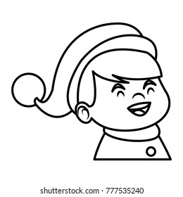 Cute boy face christmas cartoon
