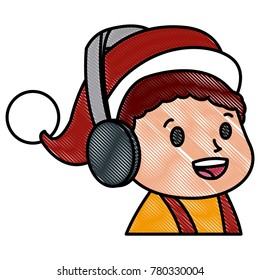 Cute boy face christmas cartoon