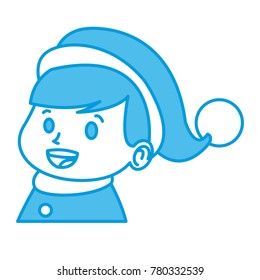 Cute boy face christmas cartoon