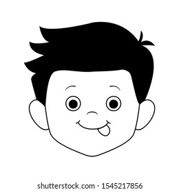 cute boy face icon over white background, vector illustration