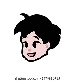 Cute boy face illustration. Hand drawn cartoon style. boy head avatar character illustration design. Abstract illustration of simple icon in flat style. Graphic design element