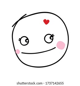 cute boy face  with red heart design for art and print  vector eps.10