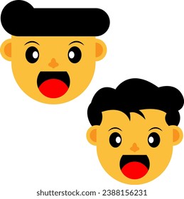 Rutsche Junge Gesicht. Vektorgrafik