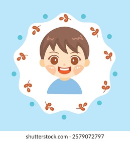 Cute Boy Face vector illustration. Cartoon Character. Perfect for sticker, mascot, card, mug, t-shirt, and more.