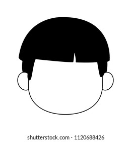 Cute boy faceless in black and white