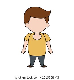 Cute boy faceless cartoon