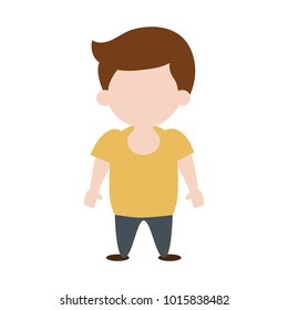 Cute boy faceless cartoon