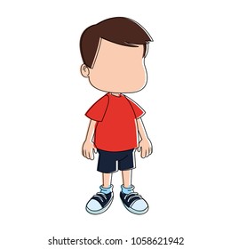 Cute boy faceless cartoon