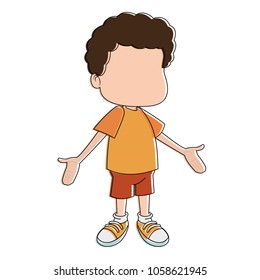 Cute boy faceless cartoon
