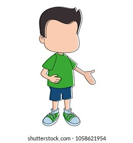 Cute boy faceless cartoon