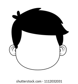 Cute boy faceless cartoon in black and white