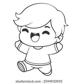 Cute boy feels very happy, for coloring