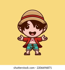CUTE BOY FIGHTER SUITABLE FOR MASCOT LOGO, STICKER, T-SHIRT AND PRINT DESIGN