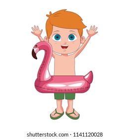 Cute boy with flamenco float