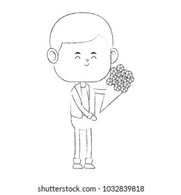 Cute boy with flowers